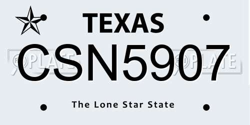 CSN5907 Texas License Plate