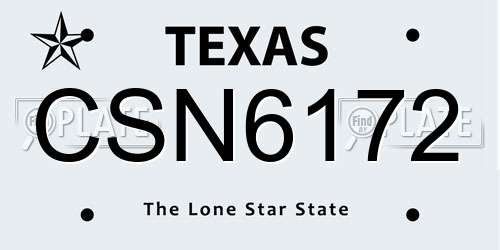 CSN6172 Texas License Plate
