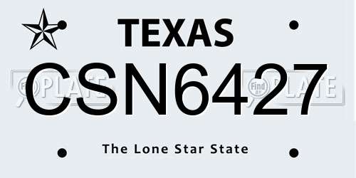 CSN6427 Texas License Plate