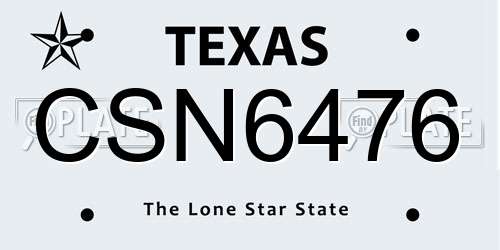 CSN6476 Texas License Plate