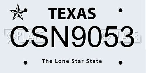 CSN9053 Texas License Plate