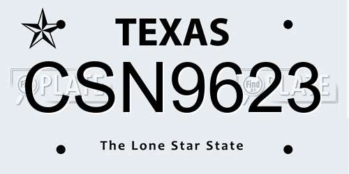 CSN9623 Texas License Plate