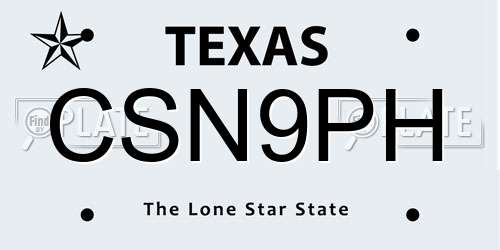 CSN9PH Texas License Plate