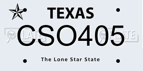 CSO405 Texas License Plate