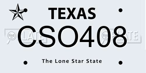 CSO408 Texas License Plate