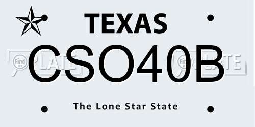 CSO40B Texas License Plate