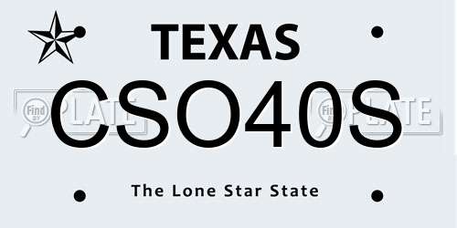 CSO40S Texas License Plate