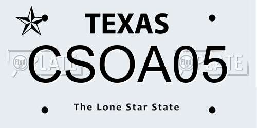 CSOA05 Texas License Plate