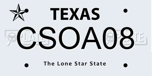 CSOA08 Texas License Plate