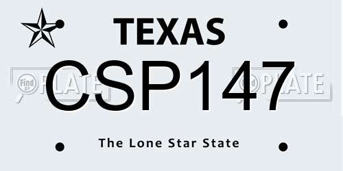 CSP147 Texas License Plate
