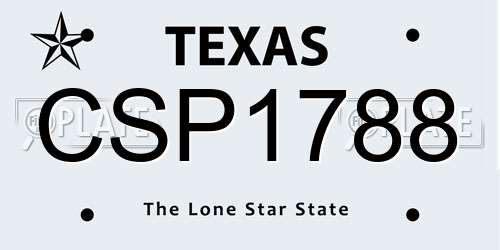 CSP1788 Texas License Plate