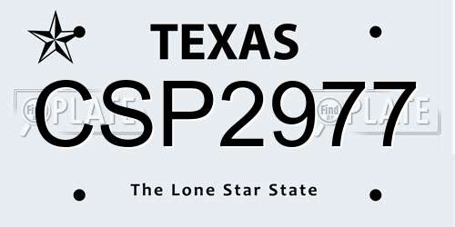 CSP2977 Texas License Plate