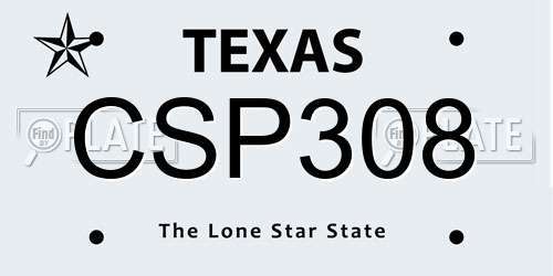 CSP308 Texas License Plate