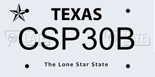 CSP30B Texas License Plate