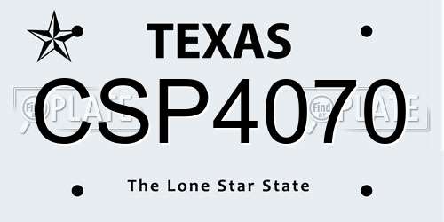 CSP4070 Texas License Plate