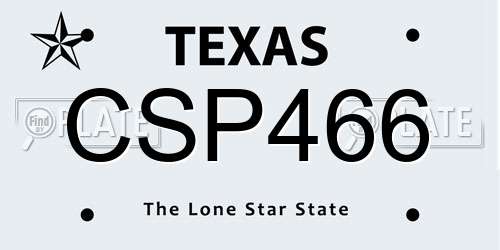 CSP466 Texas License Plate