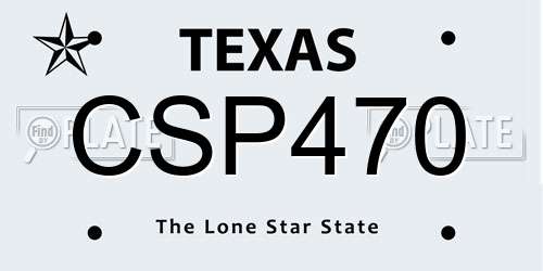 CSP470 Texas License Plate