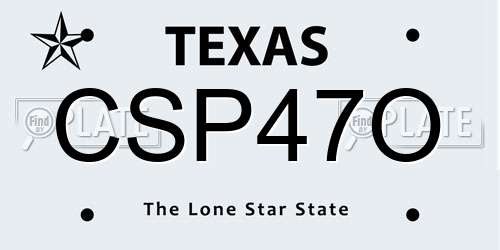 CSP47O Texas License Plate