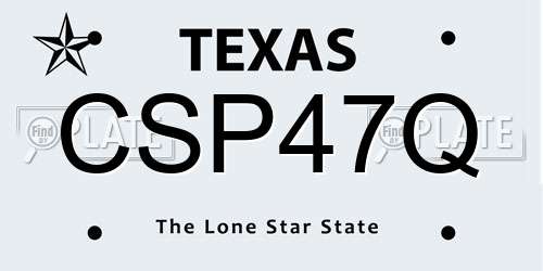 CSP47Q Texas License Plate