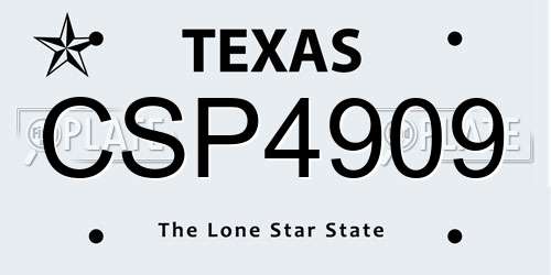 CSP4909 Texas License Plate