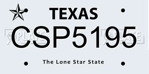 CSP5195 Texas License Plate