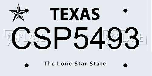 CSP5493 Texas License Plate