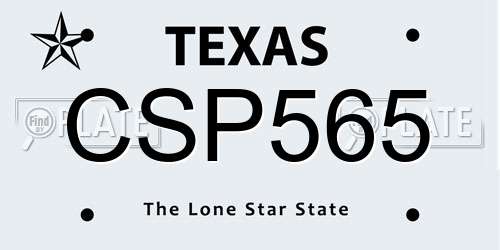 CSP565 Texas License Plate