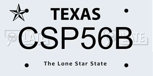 CSP56B Texas License Plate