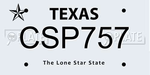 CSP757 Texas License Plate