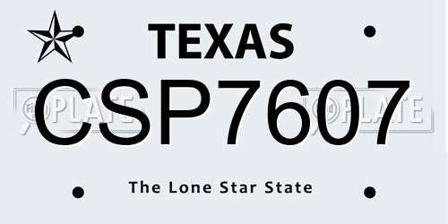 CSP7607 Texas License Plate