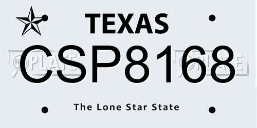 CSP8168 Texas License Plate
