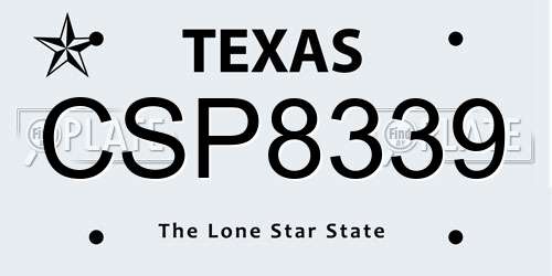 CSP8339 Texas License Plate