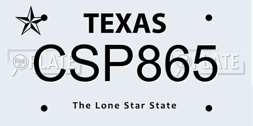 CSP865 Texas License Plate