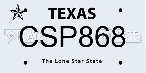 CSP868 Texas License Plate