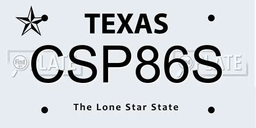 CSP86S Texas License Plate