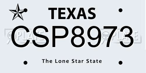 CSP8973 Texas License Plate