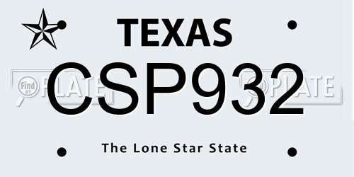 CSP932 Texas License Plate