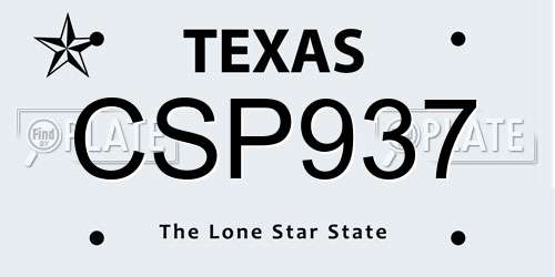 CSP937 Texas License Plate