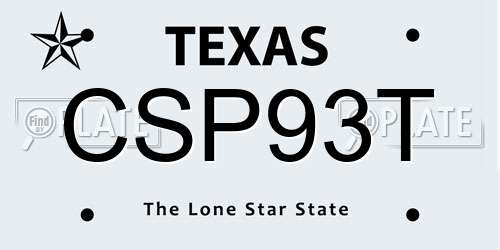 CSP93T Texas License Plate