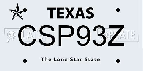 CSP93Z Texas License Plate