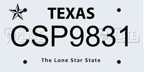 CSP9831 Texas License Plate