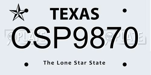 CSP9870 Texas License Plate