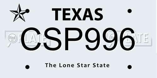 CSP996 Texas License Plate