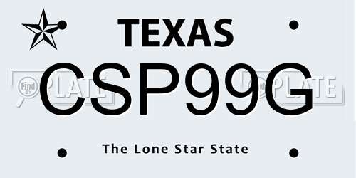 CSP99G Texas License Plate