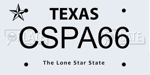 CSPA66 Texas License Plate