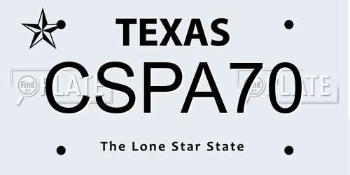 CSPA70 Texas License Plate