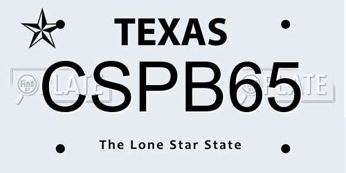 CSPB65 Texas License Plate