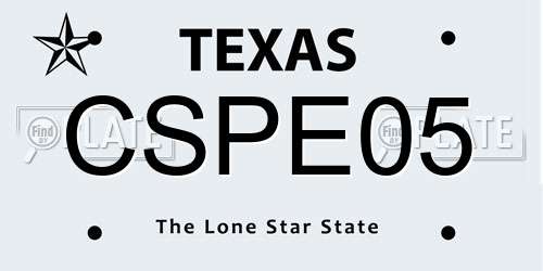 CSPE05 Texas License Plate