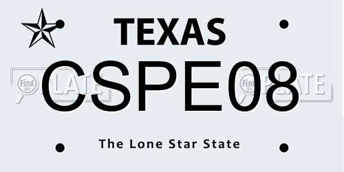 CSPE08 Texas License Plate