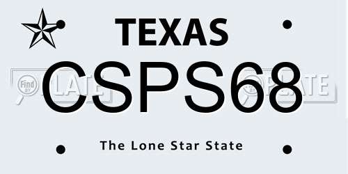 CSPS68 Texas License Plate